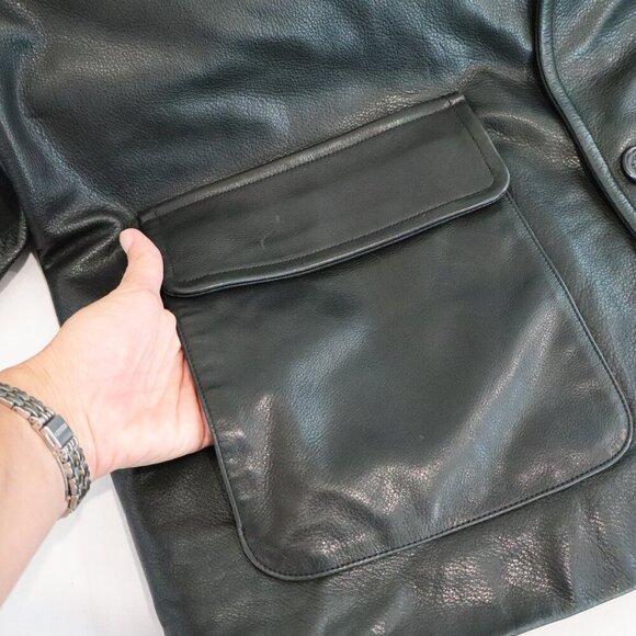 Coach Mens Black Leather Coat Jacket with Wool Zip Out Liner Size Large Heavy - Picture 12 of 16